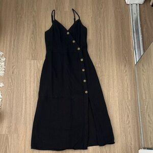 Abercrombie & Fitch Black Linen Button-Down Dress
